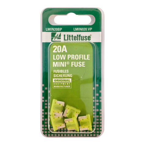 LITTELFUSE 20A LOW PROFILE MINI FUSE PK/5, LMIN20