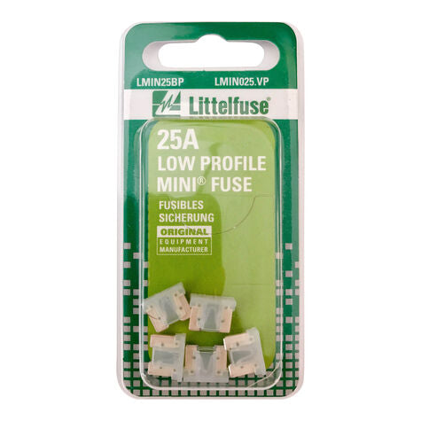 LITTELFUSE 25A LOW PROFILE MINI FUSE PK/5, LMIN25