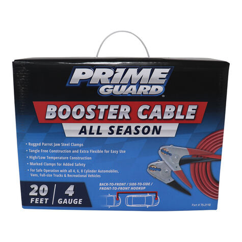 CERTIFIED BOOSTER CABLES 20FT 4GA PARRT, 75-2118