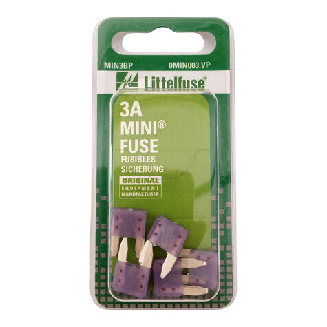 LITTELFUSE 3A MIN BLADE FUSE PK/5, MIN3