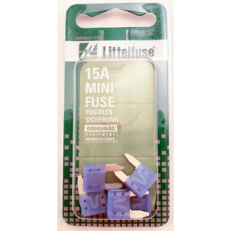 LITTELFUSE 15A MIN BLADE FUSE PK/5, MIN15