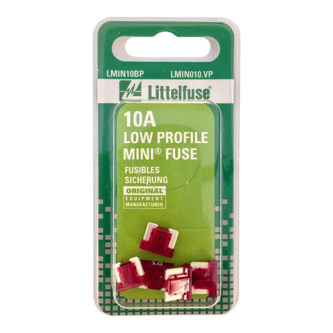 LITTELFUSE 10A LOW PROFILE MINI FUSE PK/5, LMIN10