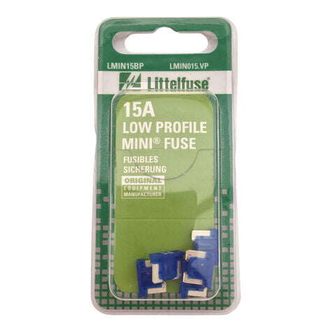 LITTELFUSE 15A LOW PROFILE MINI FUSE PK/5, LMIN15